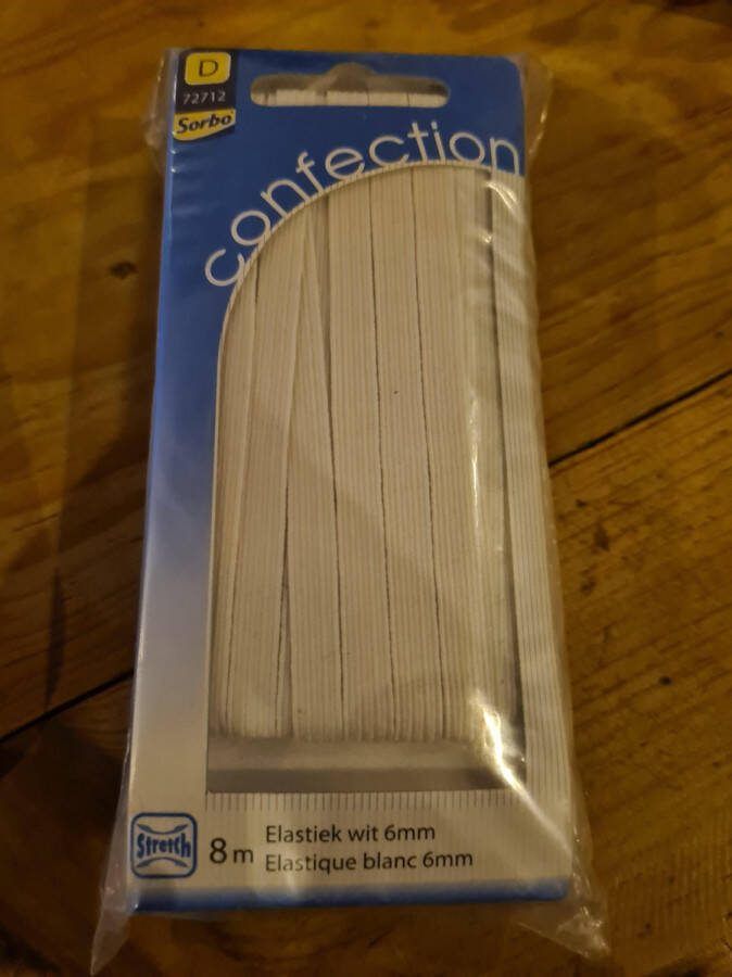 Sorbo elastiek wit 6mm ^ 8 mt